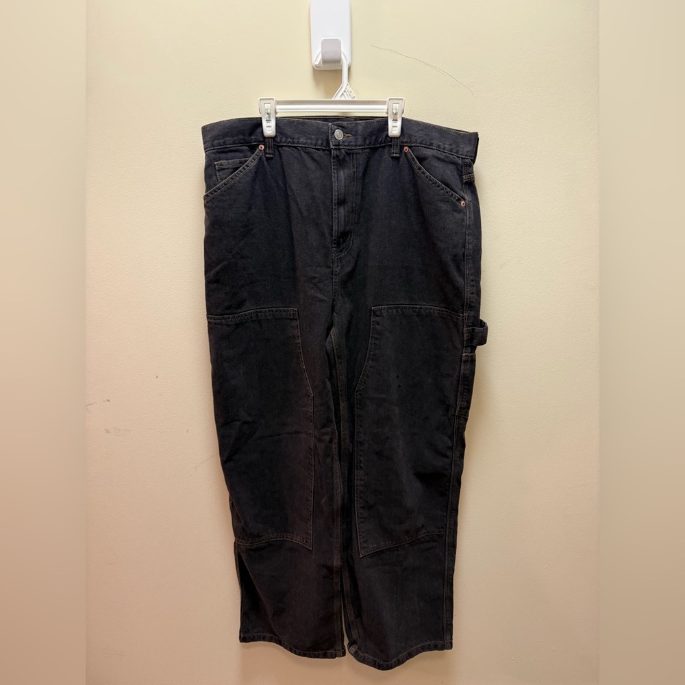 [NWT] ASOS DESIGN low rise baggy jeans with knee patches in washed black